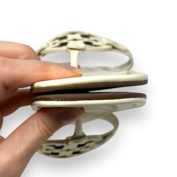 Tory Burch Patent Leather Miller Thong Slip On Sandal New Ivory 5 Women’s - Picture 6 of 13